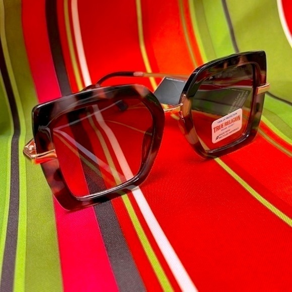Brand New True Religion Tortoise Mod Square Cat Eye Sunglasses 100% UV Protect - Picture 3 of 14